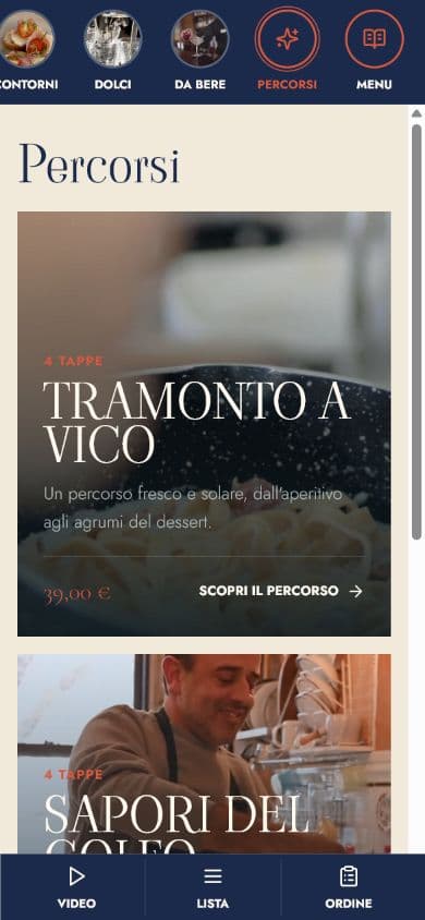 Percorsi degustazione nel menu digitale WatchEat
