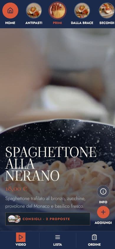 Menu video WatchEat con lo Spaghettone alla Nerano